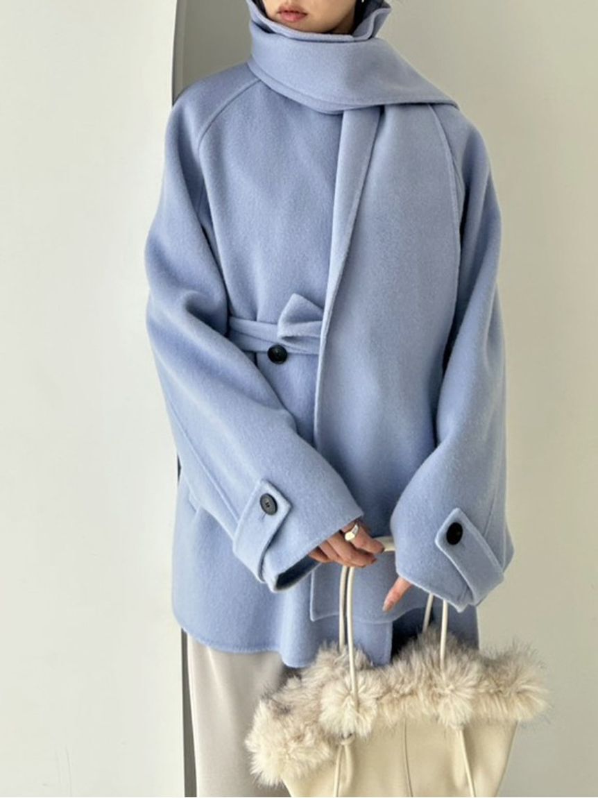 SNIDEL「【HIGH QUALITY】スカーフ付きウールミドルコート」|チェスターコート|