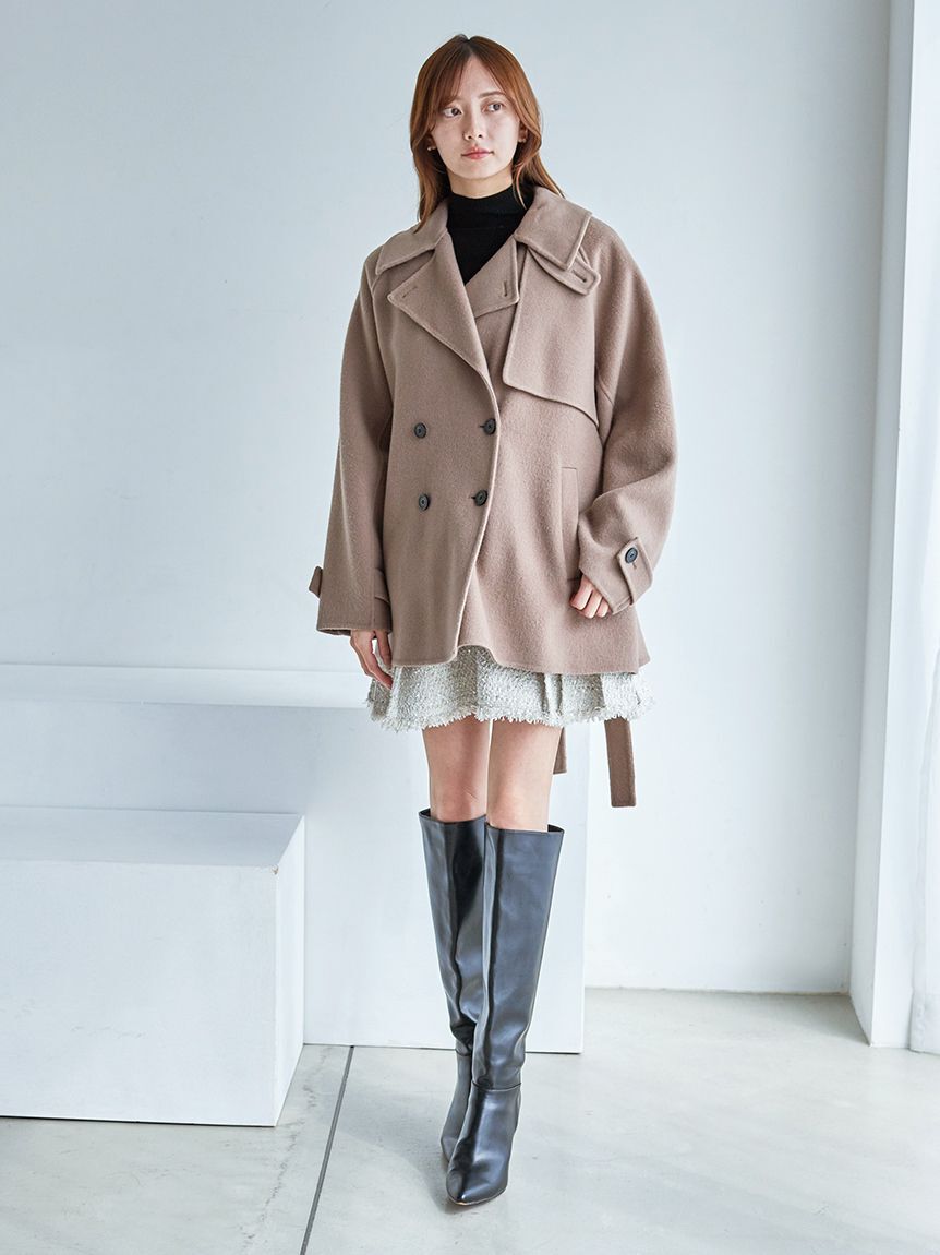 SNIDEL「【HIGH QUALITY】スカーフ付きウールミドルコート」|チェスターコート|