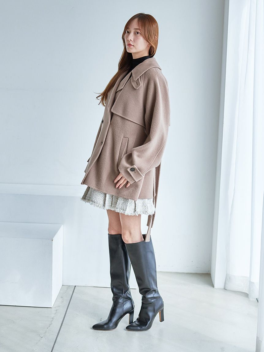 SNIDEL「【HIGH QUALITY】スカーフ付きウールミドルコート」|チェスターコート|