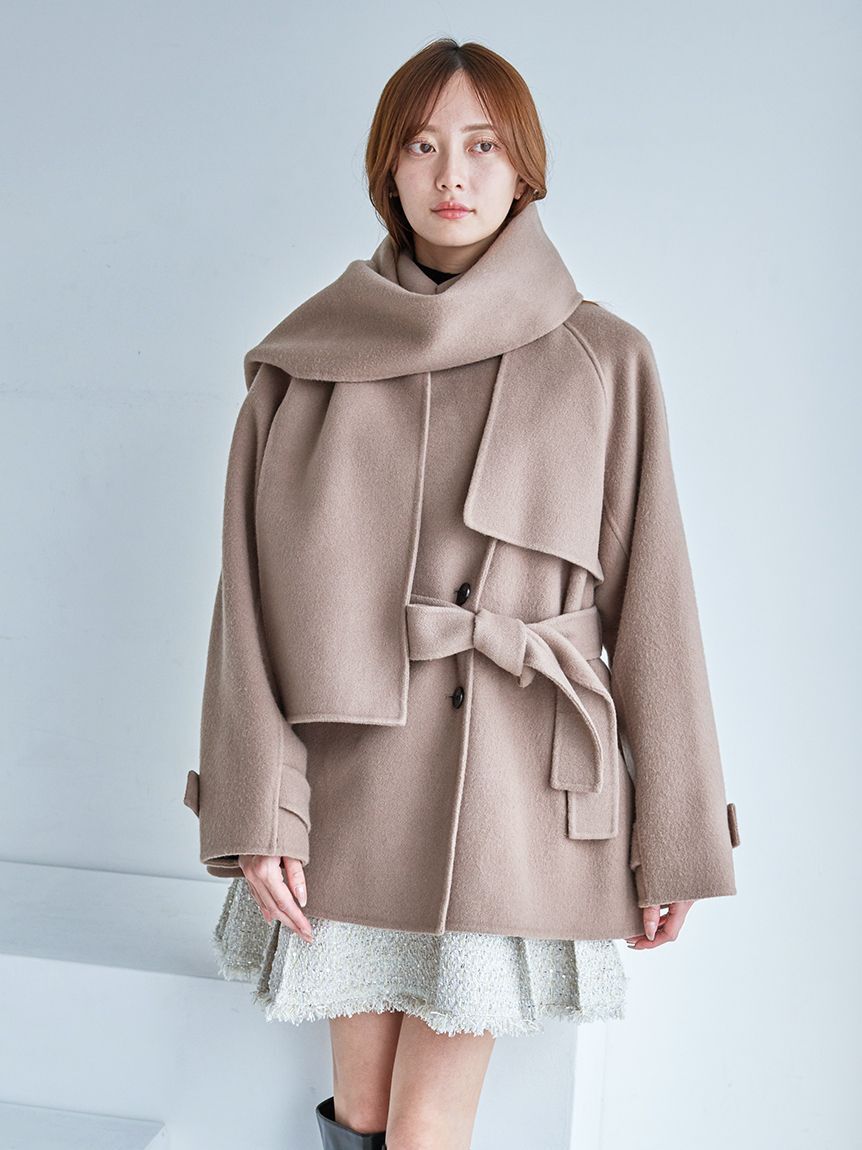 SNIDEL「【HIGH QUALITY】スカーフ付きウールミドルコート」|チェスターコート|