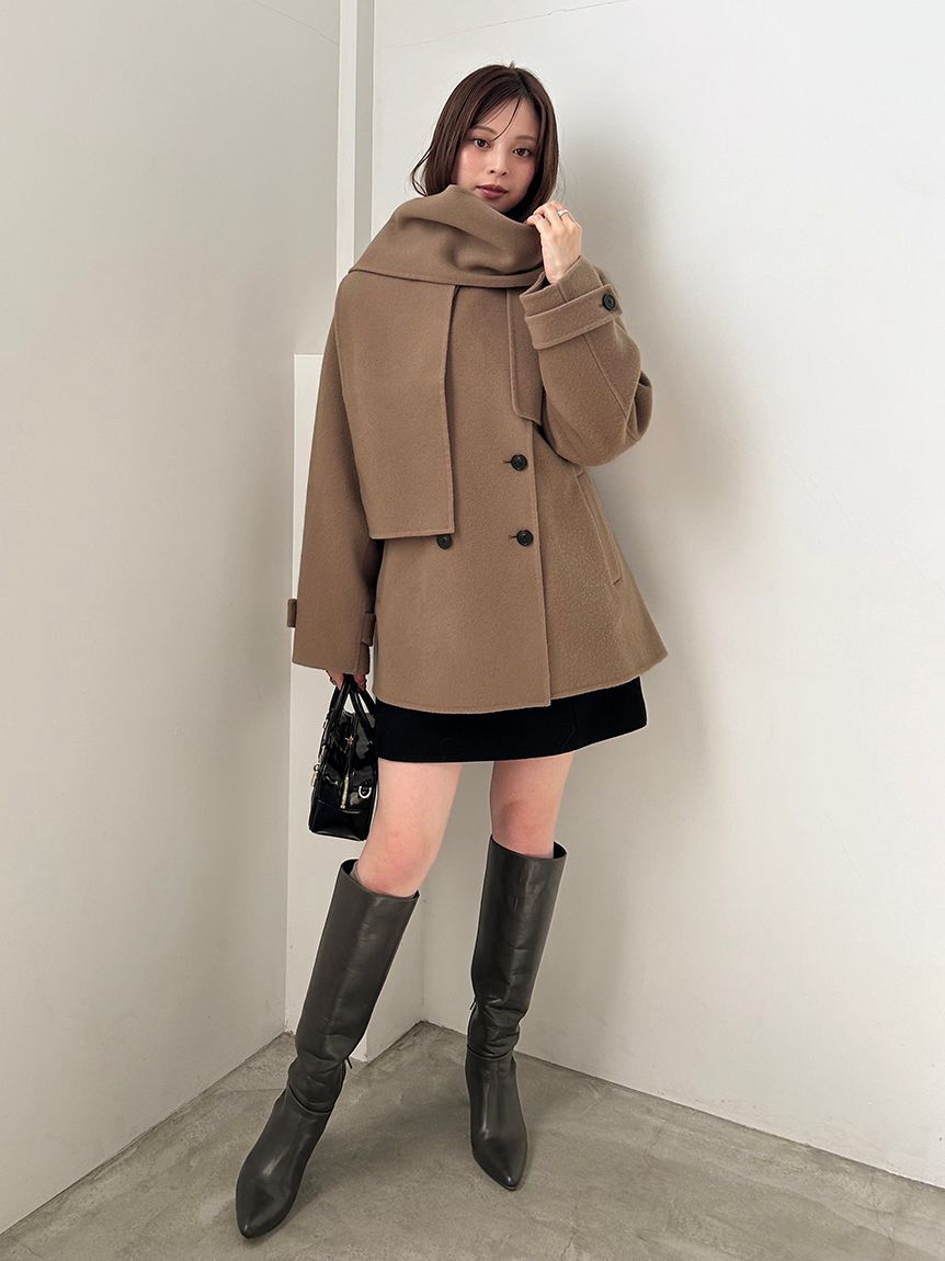 SNIDEL「【HIGH QUALITY】スカーフ付きウールミドルコート」|チェスターコート|