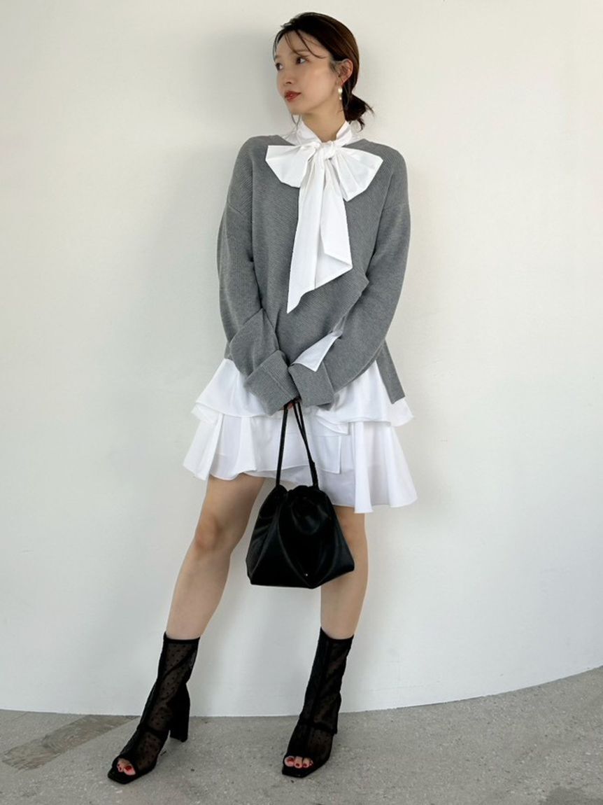 リボンタイコンビニットチュニック（FRAY I.D）｜ルミネのファッション