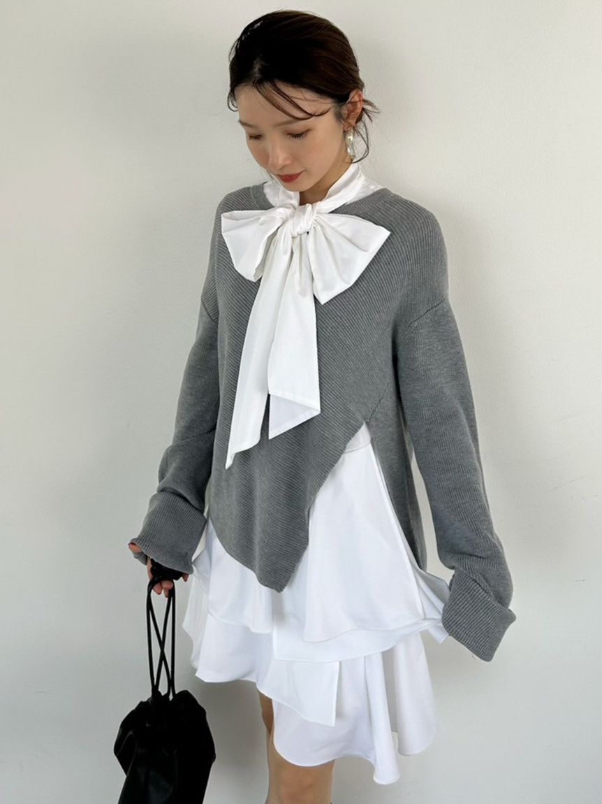 フレイアイディー リボンタイコンビニットチュニック リボンタイコンビニットチュニック | フレイ アイディー(FRAY I.D