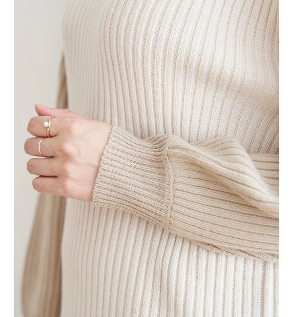 ikka「配色ワイドリブニット」|プルオーバー|