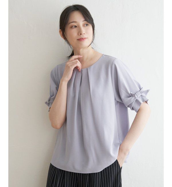 IKKA LOUNGE「ドライタッチ袖タックブラウス」|シャツ・ブラウス|