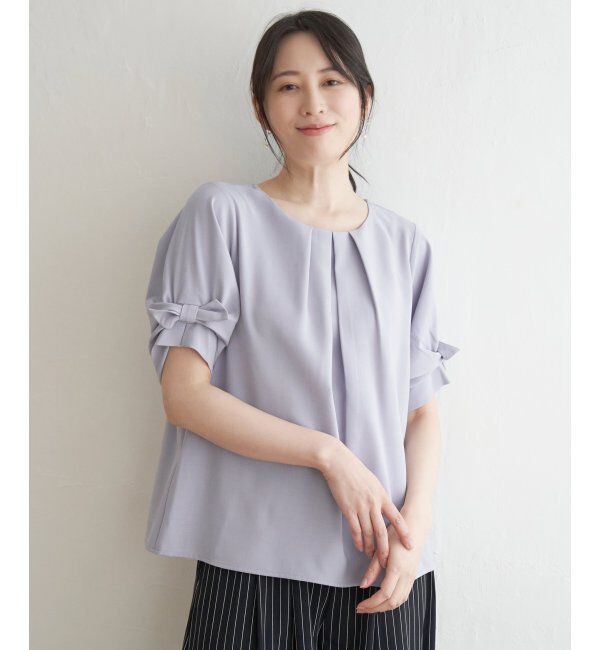 IKKA LOUNGE「ドライタッチ袖タックブラウス」|シャツ・ブラウス|
