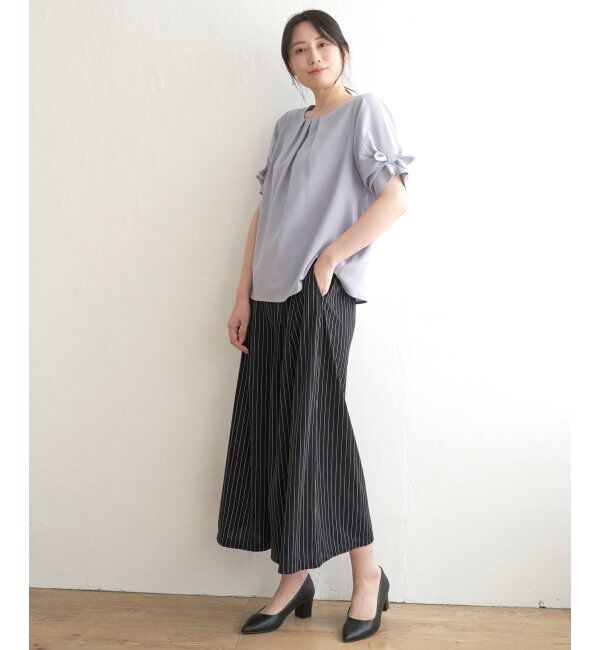 IKKA LOUNGE「ドライタッチ袖タックブラウス」|シャツ・ブラウス|