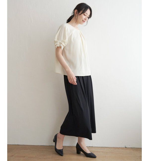 IKKA LOUNGE「ドライタッチ袖タックブラウス」|シャツ・ブラウス|