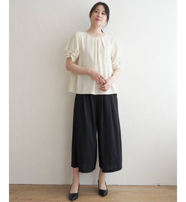 IKKA LOUNGE「ドライタッチ袖タックブラウス」|シャツ・ブラウス|