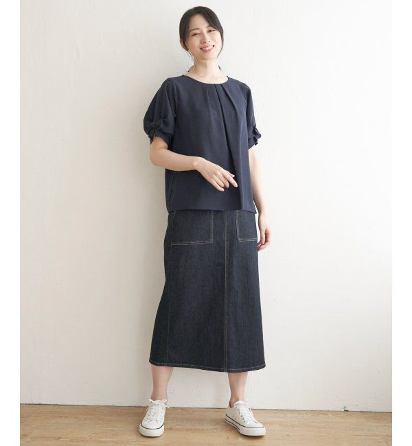 IKKA LOUNGE「ドライタッチ袖タックブラウス」|シャツ・ブラウス|