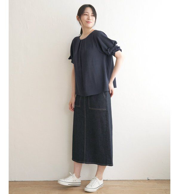 IKKA LOUNGE「ドライタッチ袖タックブラウス」|シャツ・ブラウス|