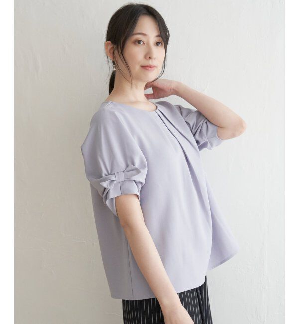 IKKA LOUNGE「ドライタッチ袖タックブラウス」|シャツ・ブラウス|