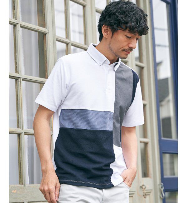 ikka「ブロックス鹿の子切り替えポロシャツ」|その他|