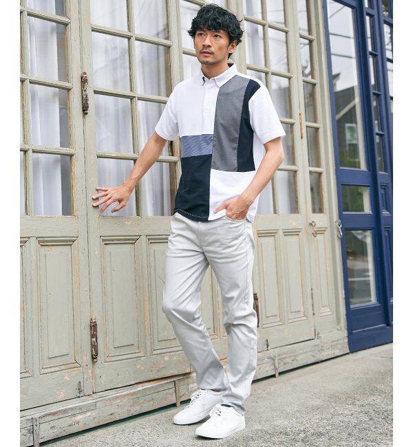 ikka「ブロックス鹿の子切り替えポロシャツ」|その他|