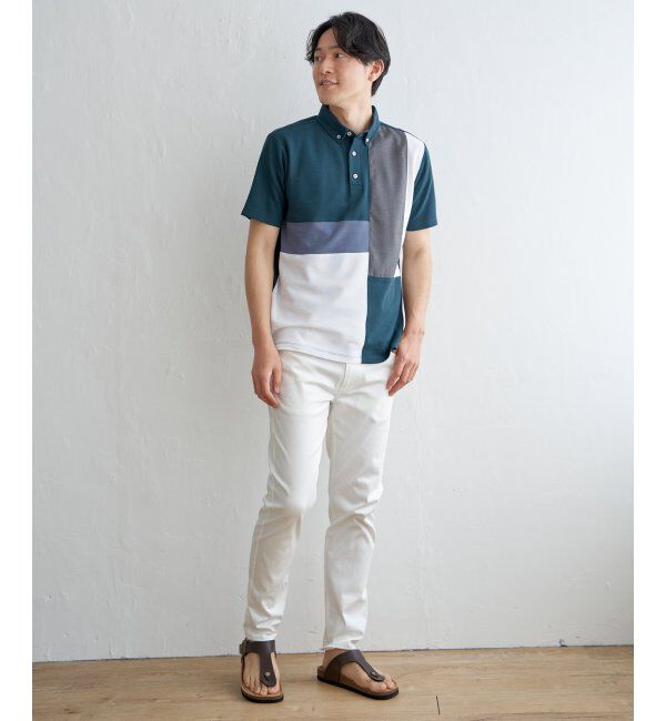 ikka「ブロックス鹿の子切り替えポロシャツ」|その他|