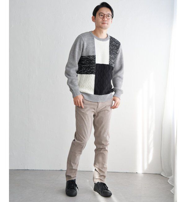 ikka「ブロックスメランジジャカードニット」|プルオーバー|