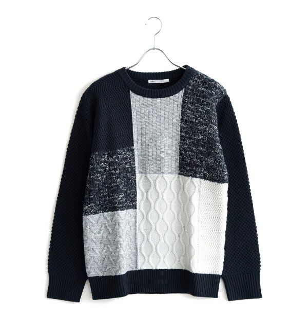ikka「ブロックスメランジジャカードニット」|プルオーバー|