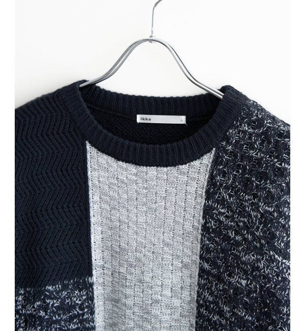 ikka「ブロックスメランジジャカードニット」|プルオーバー|
