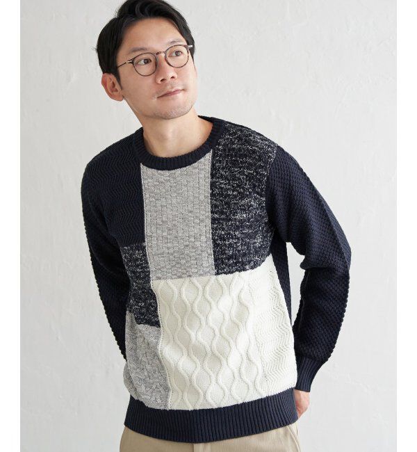 ikka「ブロックスメランジジャカードニット」|プルオーバー|
