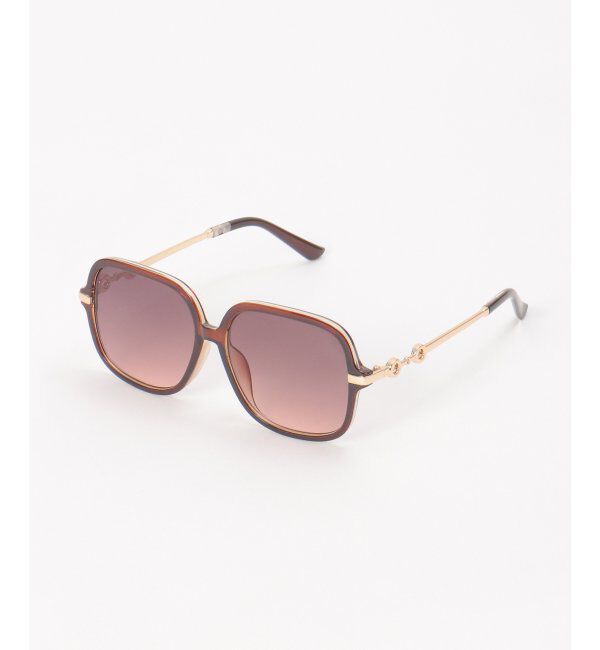 ikka「テンプルメタルダブルハーフ」|サングラス|ブラウン