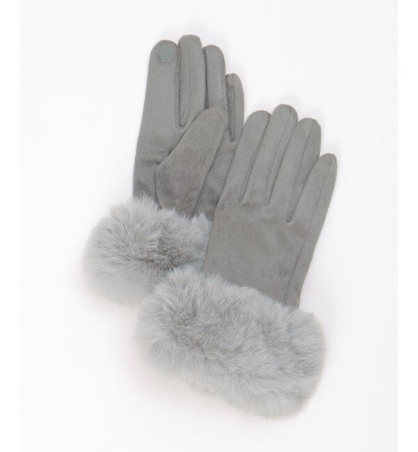 ikka「エコスエードファーツキグローブ」|手袋|グレー