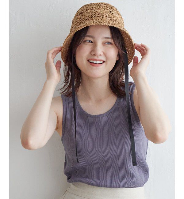 Lbc with Life「コットンUSAランダムテレコタンク 23」|キャミソール|チャコール