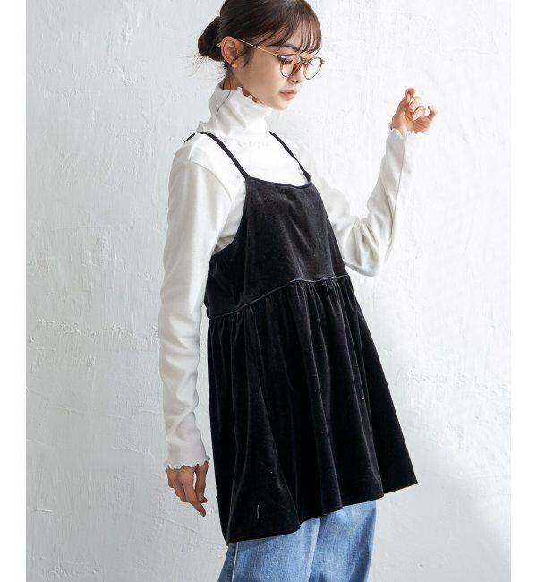 Lbc with Life「【2点セット】ベロアキャミチュニックタートルセット」|その他|ブラック