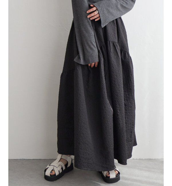 VENCE share style「フクレジャガードギャザースカート」|スカート|ブラック