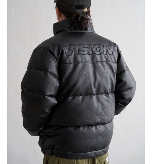 VENCE share style「【ユニセックス】VISION STREET WEAR ヴィジョンストリートウェア 中綿フェイクレザーブルゾン」|ブルゾン・スタジャン|ブラック