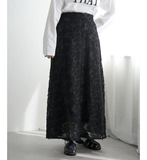 VENCE share style「フリンジシアージャガードスカート」|スカート|ブラック