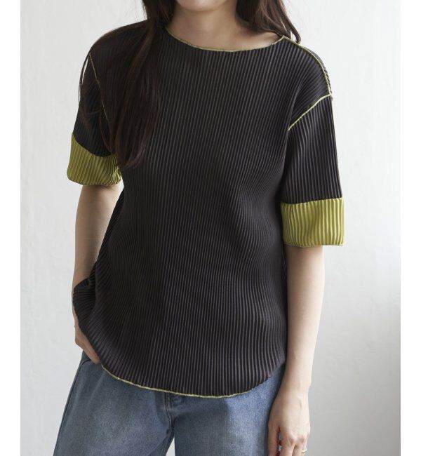 VENCE share style「プリーツ袖配色トップス」|ニット・セーター|