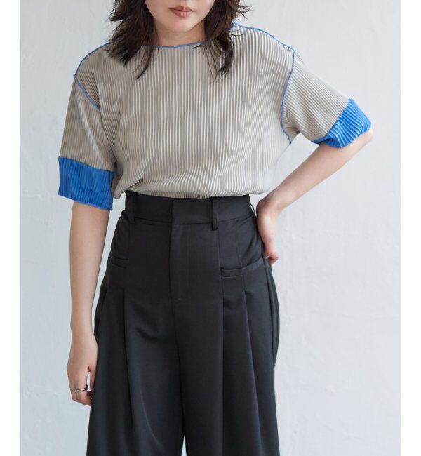 VENCE share style「プリーツ袖配色トップス」|ニット・セーター|