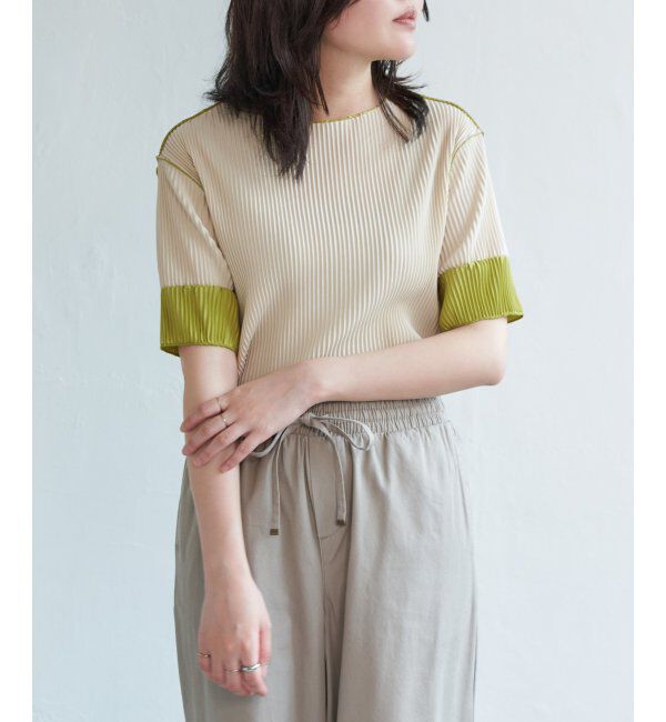 VENCE share style「プリーツ袖配色トップス」|ニット・セーター|