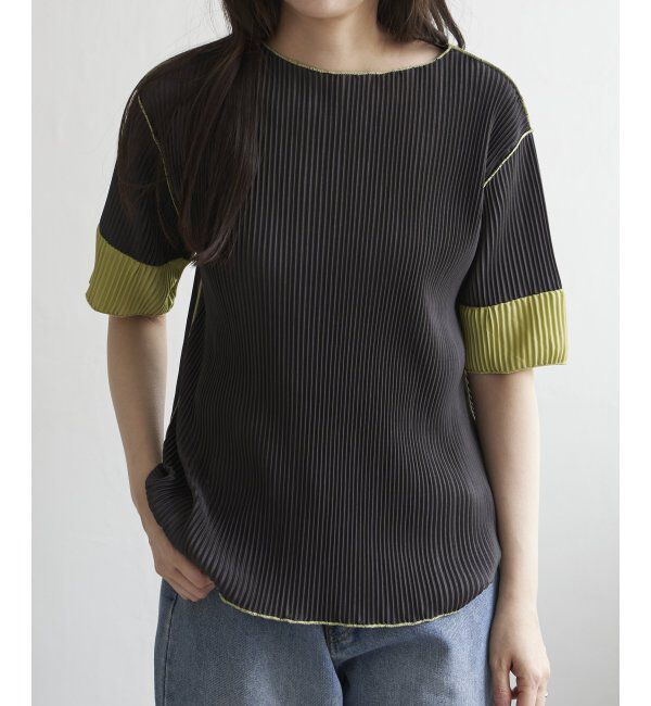 VENCE share style「プリーツ袖配色トップス」|ニット・セーター|