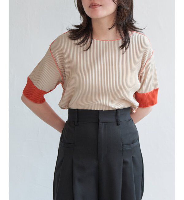 VENCE share style「プリーツ袖配色トップス」|ニット・セーター|