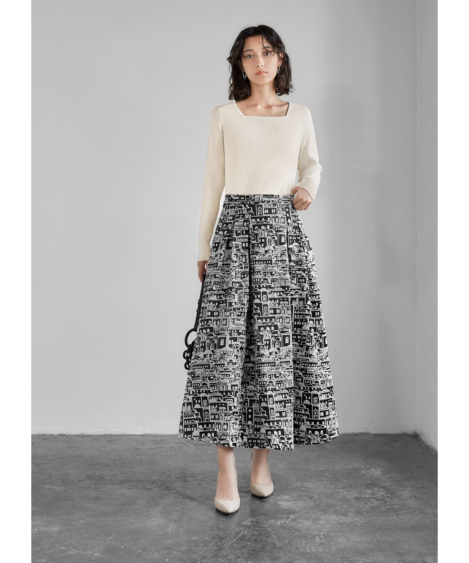 STYLE DELI「ジャガード2トーンシティ柄フレアスカート」|スカート|