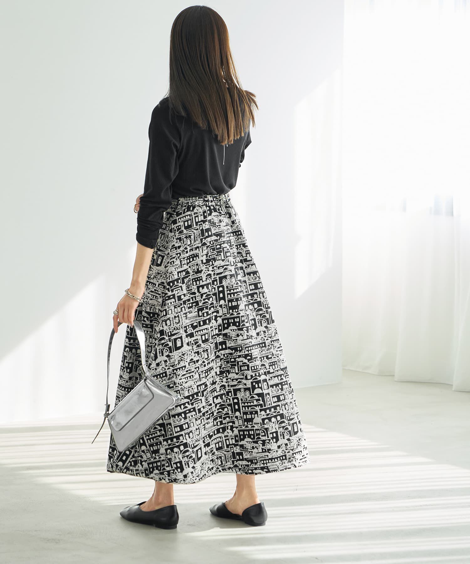 STYLE DELI「ジャガード2トーンシティ柄フレアスカート」|スカート|