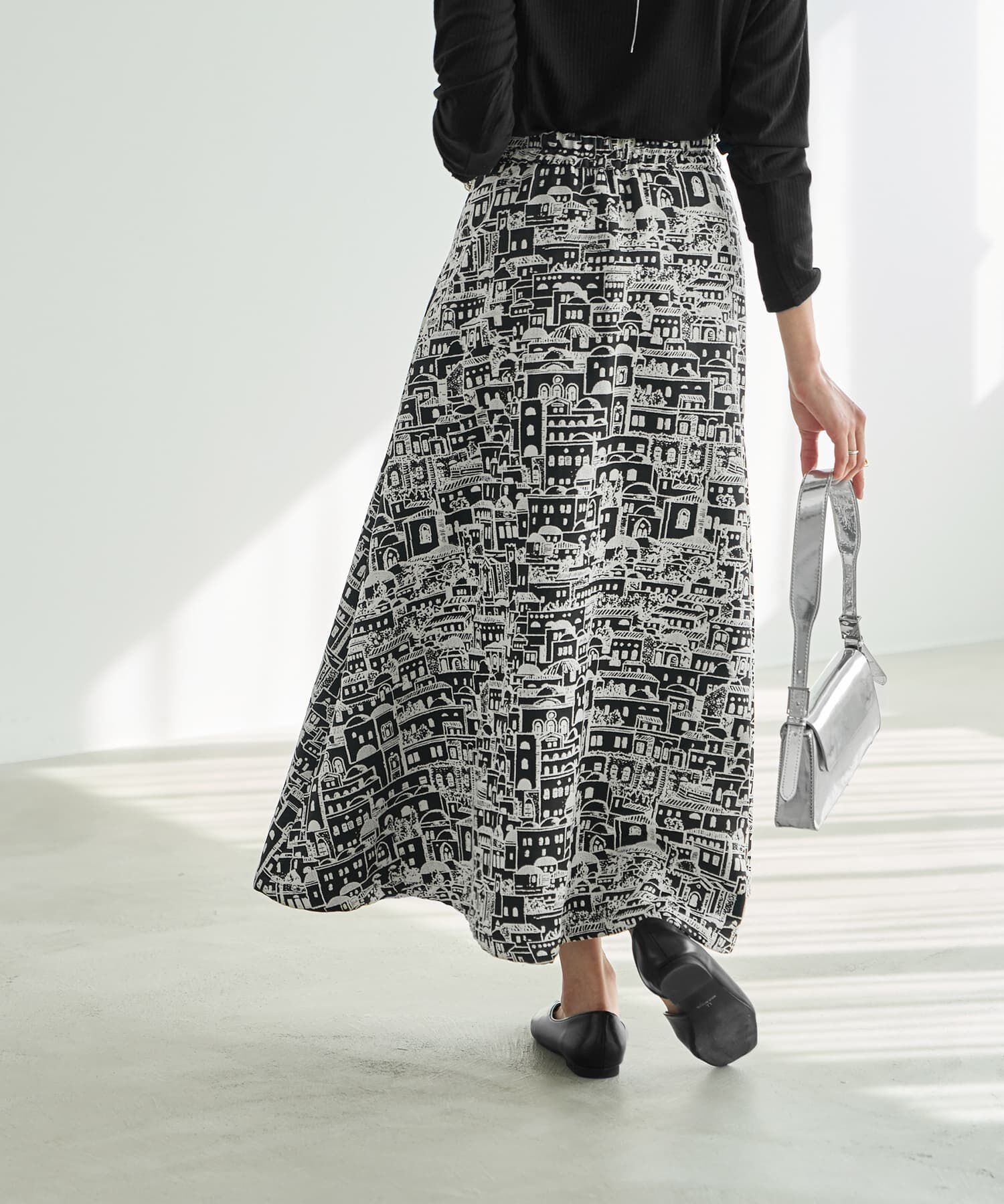 STYLE DELI「ジャガード2トーンシティ柄フレアスカート」|スカート|