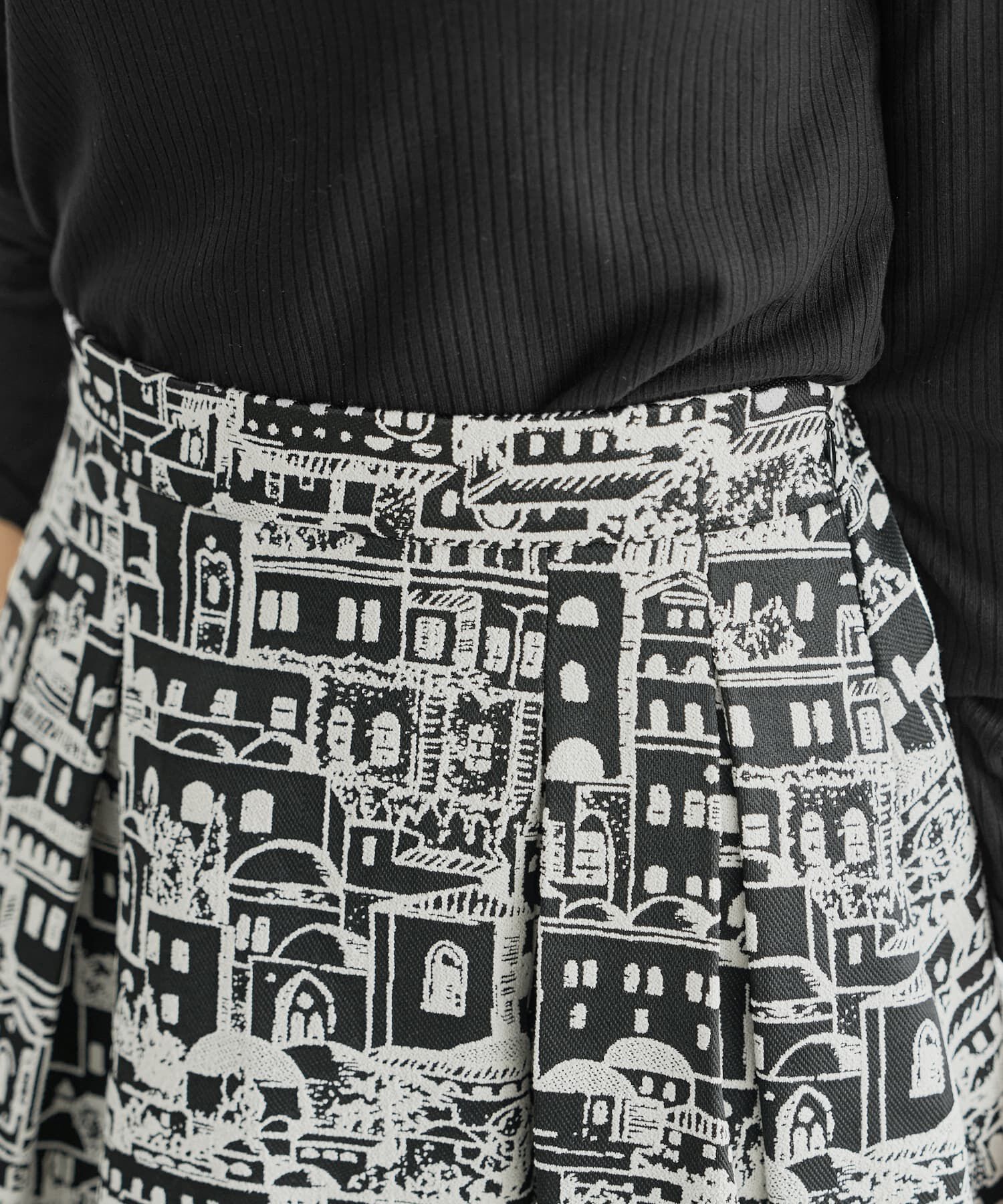 STYLE DELI「ジャガード2トーンシティ柄フレアスカート」|スカート|