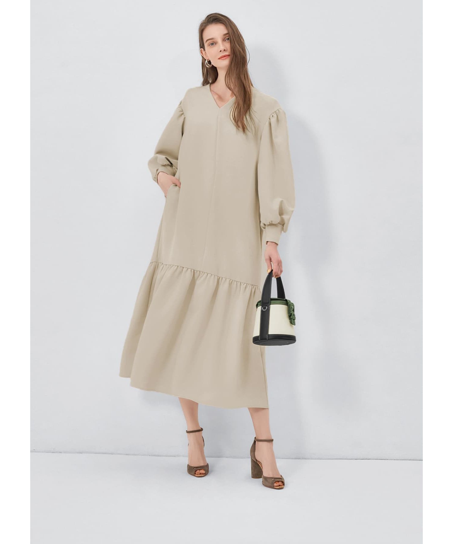 STYLE DELI「ボトムフレアVネックワンピース」|ワンピース|