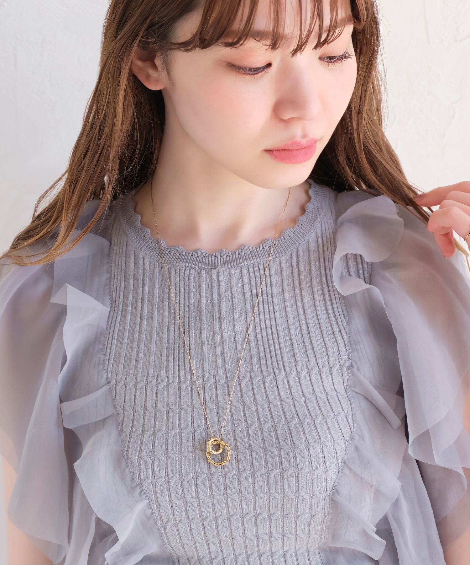 Phoebe「モードダブルリングペンダントネックレス」|ネックレス|
