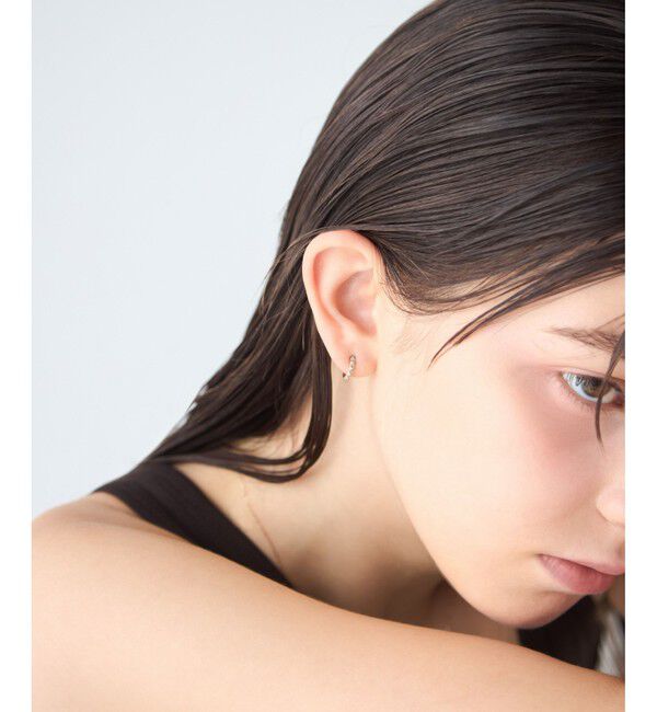 ete「[ハンサムピンク] K10MPG スタッズ フープイヤリング」|イヤリング|