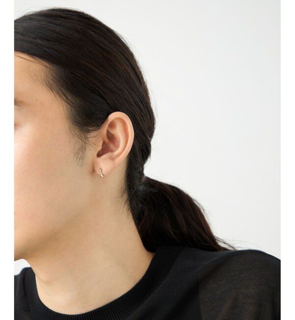 ete「[ハンサムピンク] K10MPG スタッズ フープイヤリング」|イヤリング|