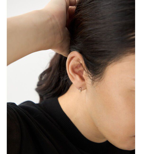 ete「[ハンサムピンク] K10MPG スタッズ フープイヤリング」|イヤリング|