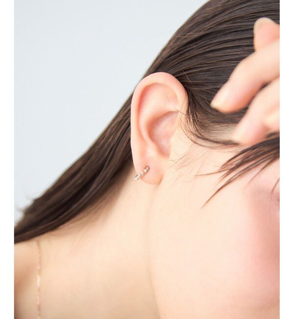 ete「[ハンサムピンク] K10MPG スタッズ フープイヤリング」|イヤリング|