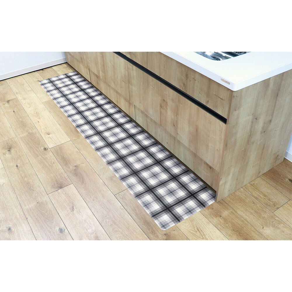 BACKYARD FAMILY「キッチンマット 拭ける 45&times;240 通販 おしゃれ pvc 240cm 台所マット 台所用品」|その他|ブラック1