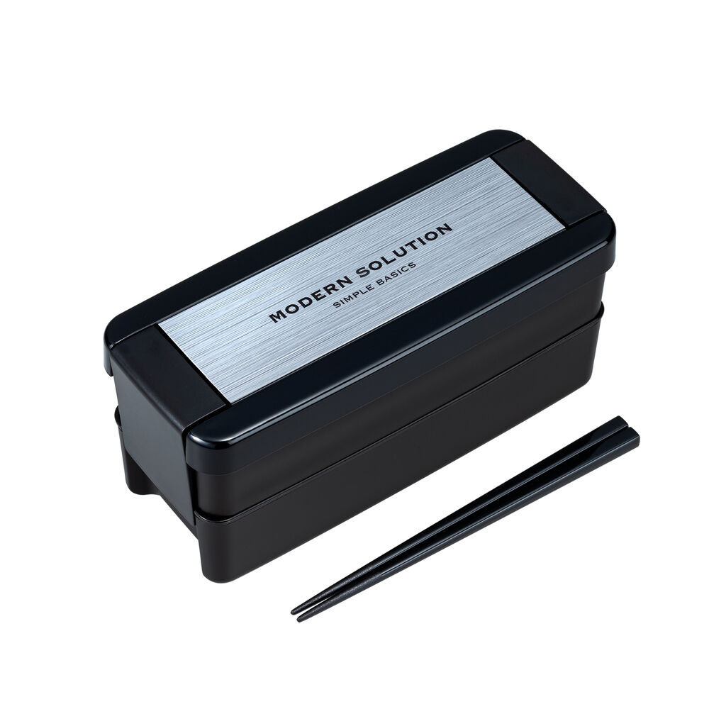 BACKYARD FAMILY「お弁当箱 2段 女性用 通販 ランチボックス 二段弁当箱 弁当箱 お箸付き おべんとうばこ」|食器・キッチングッズ|ブラック1