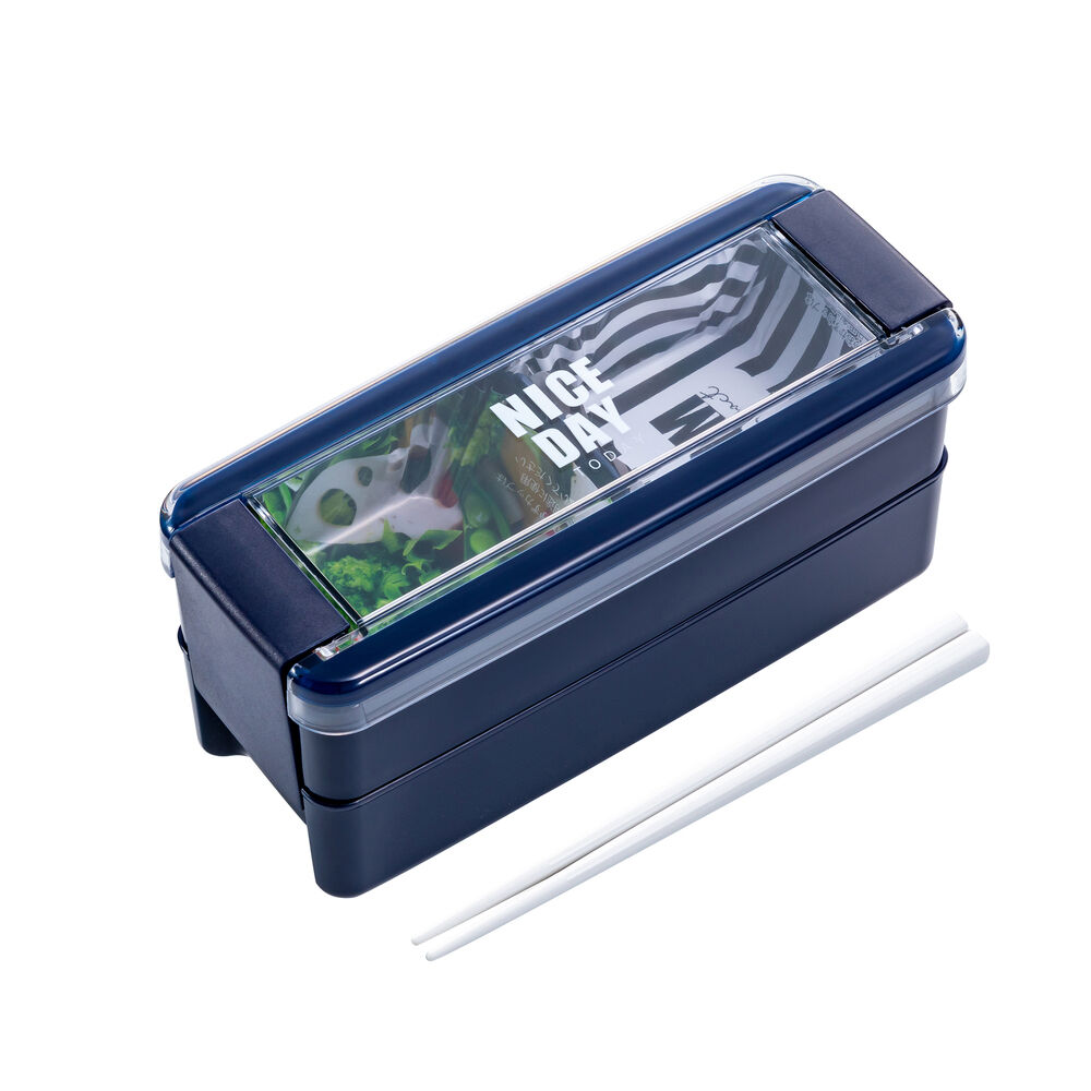 BACKYARD FAMILY「お弁当箱 2段 女性用 通販 ランチボックス 二段弁当箱 弁当箱 お箸付き おべんとうばこ」|食器・キッチングッズ|ブルー1