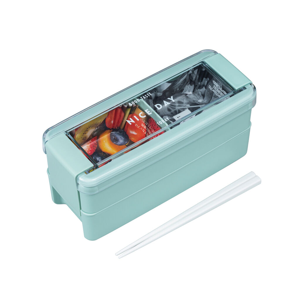 BACKYARD FAMILY「お弁当箱 2段 女性用 通販 ランチボックス 二段弁当箱 弁当箱 お箸付き おべんとうばこ」|食器・キッチングッズ|グリーン1