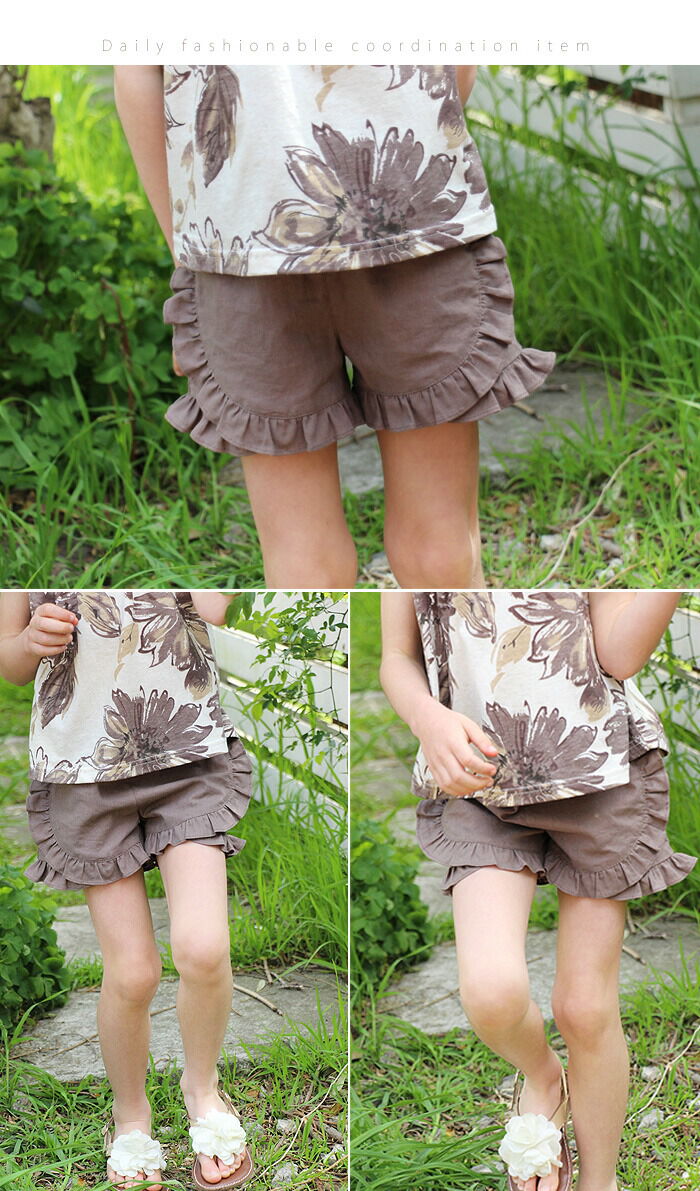 BACKYARD FAMILY「Rora ショートパンツ キッズ 通販 ローラ ハーフパンツ ライン フリル コットンリネン 綿麻」|その他|